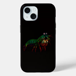 Zwarte 4 Luxe iPhone 15 Hoes, bidsprinkhaan Case