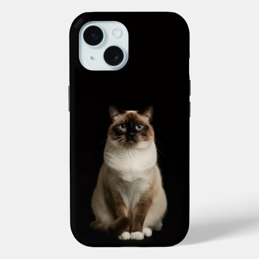 Zwarte 4 Luxe iPhone 15 Hoes, Birmaanse Kat Case-Mate iPhone Case (Achterkant)