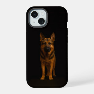 Zwarte 4 Luxe iPhone 15 Hoes, Duitse Herdershond Case