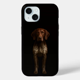Zwarte 4 Luxe iPhone 15 Hoes, Duitse Pointer Hond Case