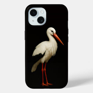 Zwarte 4 Luxe iPhone 15 Hoes, Eerlijke Ooievaar Case