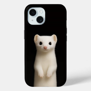 Zwarte 4 Luxe iPhone 15 Hoes, Stijlvolle Hermelijn Case