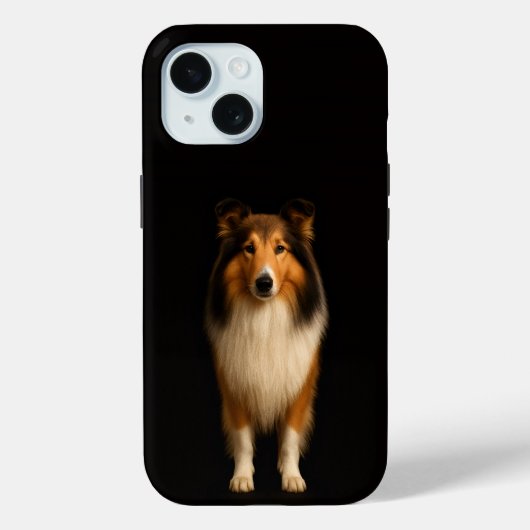 Zwarte 4 Luxe iPhone 15 Hoes, trouwe Collie Hond Case-Mate iPhone Case (Achterkant)
