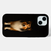 Zwarte 4 Luxe iPhone 15 Hoes, trouwe Collie Hond Case-Mate iPhone Case (Achterkant (horizontaal))
