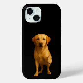 Zwarte 4 Luxe iPhone 15 Hoesje, Tender Labrador Case