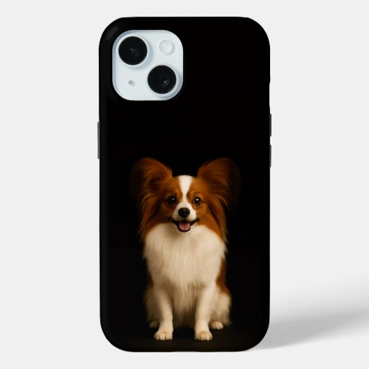Zwarte 4 Luxe iPhone 15 Hoesje, Verfijnd Papillon Case-Mate iPhone Case (Achterkant)