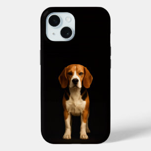 Zwarte 4 Luxe iPhone 15 Hoesje, Vriendelijke Beagl Case