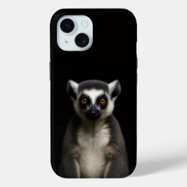 Zwarte 4 Luxe iPhone 15 Hoesje, Zachte Lemur Case