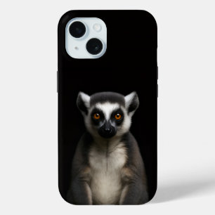 Zwarte 4 Luxe iPhone 15 Hoesje, Zachte Lemur Case
