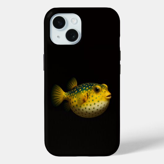 Zwarte 4 Luxe iPhone 15 Mate, Gele Kogelvis Case-Mate iPhone Case (Achterkant)