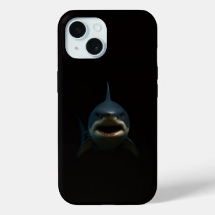 Zwarte 4 Luxe iPhone 15 Mate, Grote Witte Haai Case