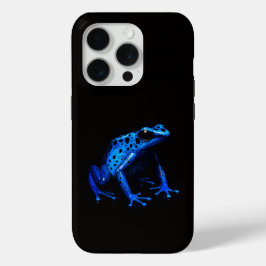 Zwarte 4 Luxe iPhone 15 Pro Mate, Blauwe Kikker Case