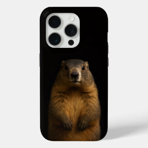 Zwarte 4 Luxe iPhone 15 Pro Mate Fluffy Marmot Case