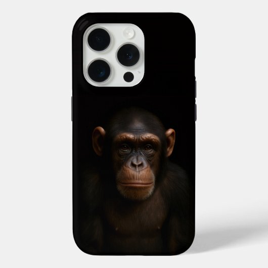 Zwarte 4 Luxe iPhone 15 Pro Mate Serene Chimpansee Case-Mate iPhone Case (Achterkant)