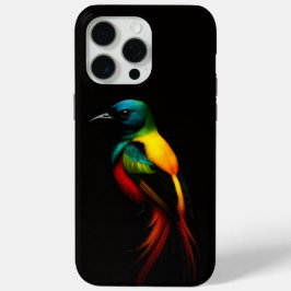 Zwarte 4 Luxe iPhone 15 Pro Max Hoes, Regenboogvog Hoesje