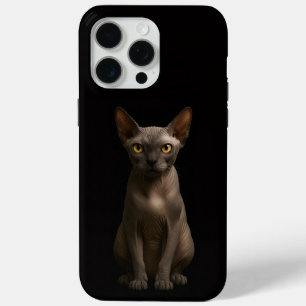 Zwarte 4 Luxe iPhone 15 Pro Max, Sphynx Kat Max Hoesje