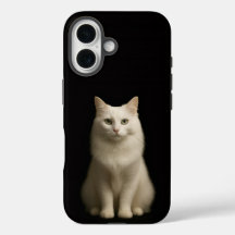 Zwarte 4 Luxe iPhone 16 Hoesje, Turkse Angorakat