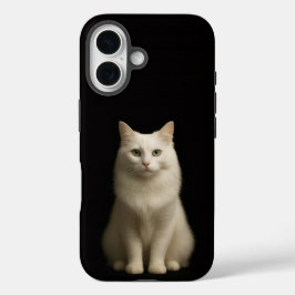 Zwarte 4 Luxe iPhone 16 Hoesje, Turkse Angorakat Hoesje