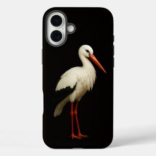 Zwarte 4 Luxe iPhone 16 Plus, Elegante Ooievaar Plus Hoesje