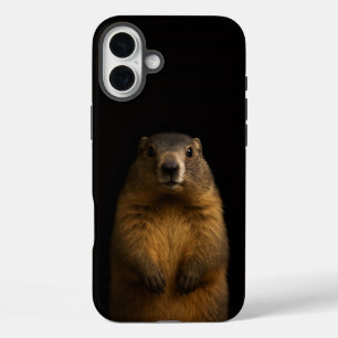 Zwarte 4 Luxe iPhone 16 Plus, Fluffy Marmot Plus Hoesje