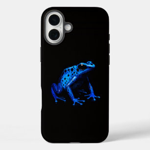 Zwarte 4 Luxe iPhone 16 Plus Mate, Blauwe Kikker Hoesje