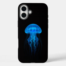 Zwarte 4 Luxe iPhone 16 Plus Mate, Blauwe Kwallen
