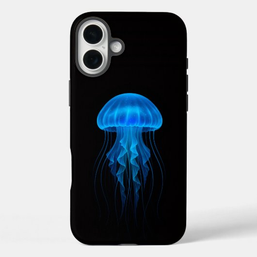 Zwarte 4 Luxe iPhone 16 Plus Mate, Blauwe Kwallen Case-Mate iPhone Case (Achterkant)