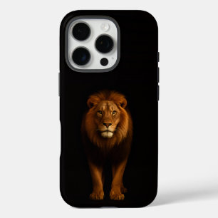 Zwarte 4 Luxe iPhone 16 Pro, Majestueuze Leeuw Pro Hoesje