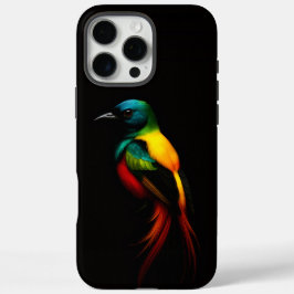 Zwarte 4 Luxe iPhone 16 Pro Max Hoes, Regenboogvog Hoesje