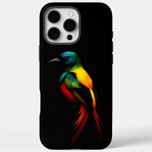 Zwarte 4 Luxe iPhone 16 Pro Max Hoes, Regenboogvog Case-Mate iPhone Case (Achterkant)