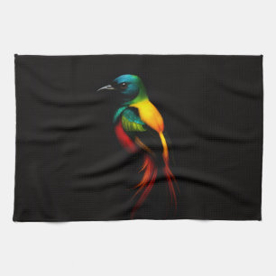 Zwarte 4 Luxe Keukenhanddoek Regenboog Vogel
