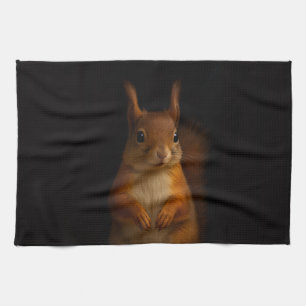 Zwarte 4 Luxe keukenhanddoek Rode Eekhoorn