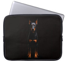 Zwarte 4 Luxe Laptophoes, Dobermann Bewakershond