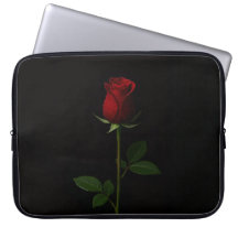 Zwarte 4 Luxe Laptophoes, Fluwelen Rode Roos