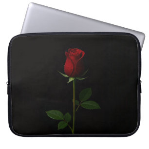 Zwarte 4 Luxe Laptophoes, Fluwelen Rode Roos Laptop Sleeve