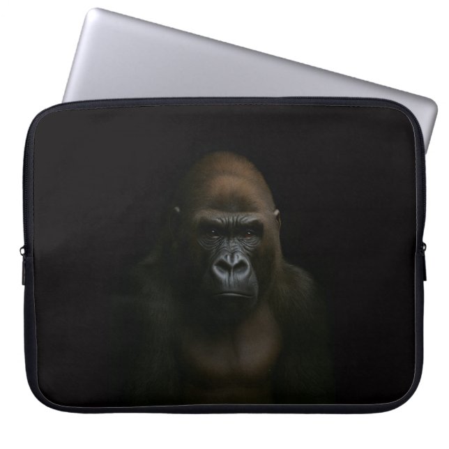 Zwarte 4 Luxe Laptophoes, Gorilla Laptop Sleeve (Voorkant)