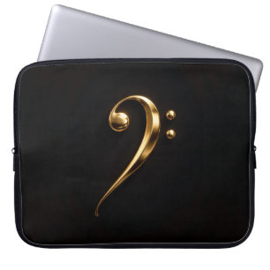 Zwarte 4 Luxe Laptophoes, Gouden Bass Clef Laptop Sleeve