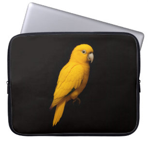 Zwarte 4 Luxe Laptophoes, Gouden Parkiet Laptop Sleeve