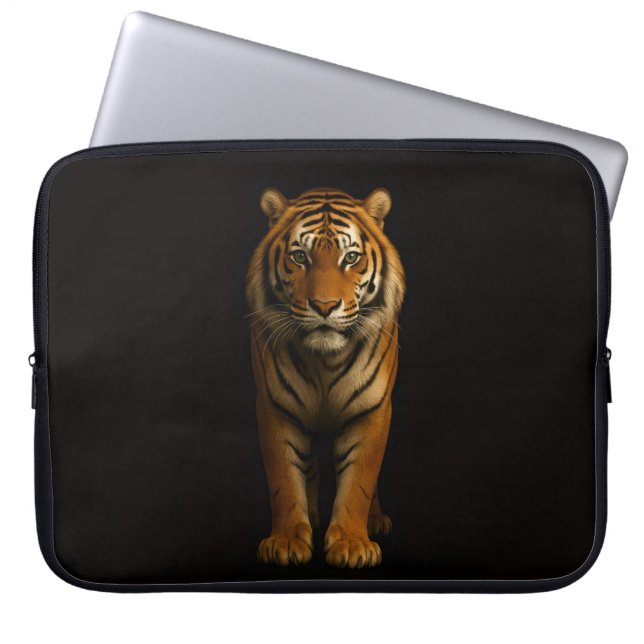 Zwarte 4 Luxe Laptophoes, Noble Tiger Laptop Sleeve (Voorkant)