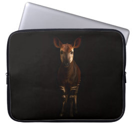 Zwarte 4 Luxe Laptophoes, Okapi in het bos Laptop Sleeve