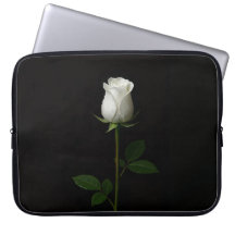Zwarte 4 Luxe Laptophoes, Pure Witte Roos