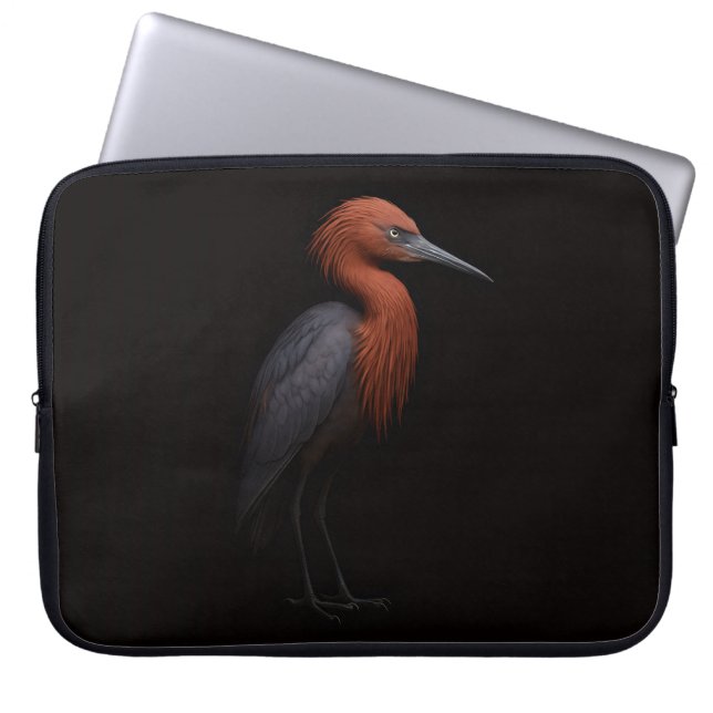Zwarte 4 Luxe Laptophoes, Rode Reiger Laptop Sleeve (Voorkant)