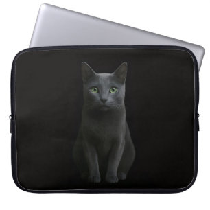 Zwarte 4 Luxe Laptophoes, Russische Blauwe Kat Laptop Sleeve