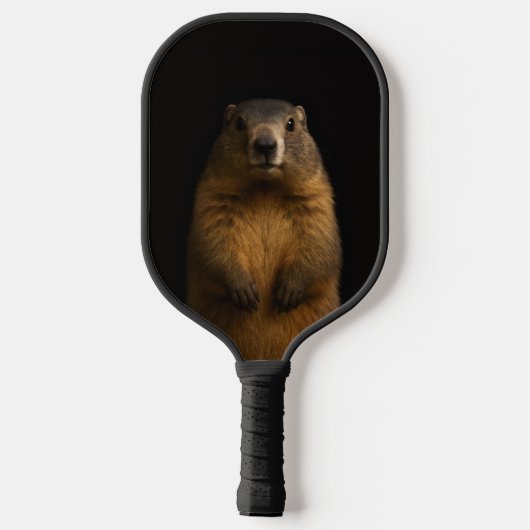 Zwarte 4 Luxe Pickleball Paddle, Fluffy Marmot Paddle (Achterkant)