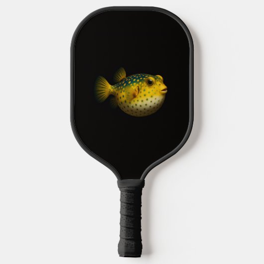 Zwarte 4 Luxe Pickleball Paddle, Gele Puttervis Paddle (Achterkant)