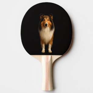 Zwarte 4 Luxe pingpongpaddle, trouwe Collie-hond Tafeltennisbatje