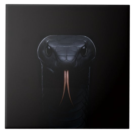 Zwarte 4 Luxe-tegel met Black Mamba-elegantie Tegeltje (Voorkant)