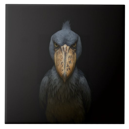 Zwarte 4 Luxe-tegel met exotische schoenbekvogel Tegeltje (Voorkant)
