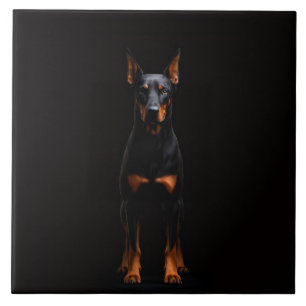 Zwarte 4 Luxe tegel met Guardian Dobermann Tegeltje