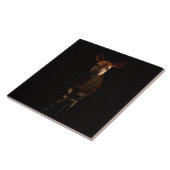 Zwarte 4 Luxe tegel met Okapi uit het bos Tegeltje (Zijkant)